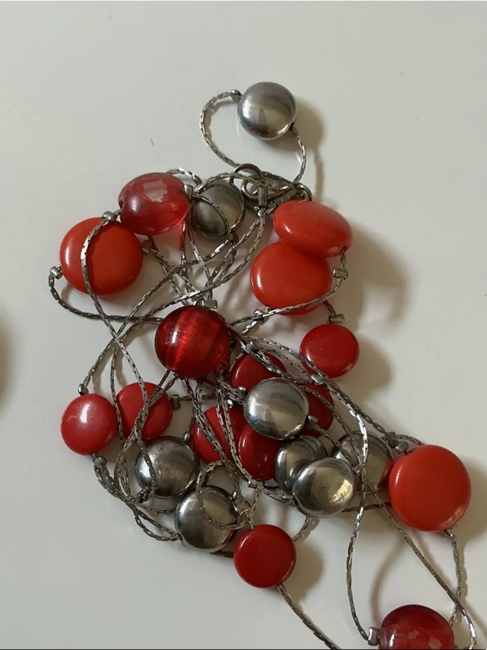 Chico's Multistrand Beaded Necklace in Blue, Red & Yellow Sexy Boho Beach Chic